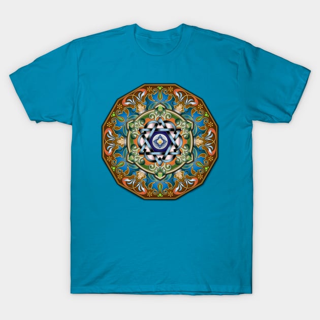 Mandala Shalom V1 T-Shirt by Peter Awax